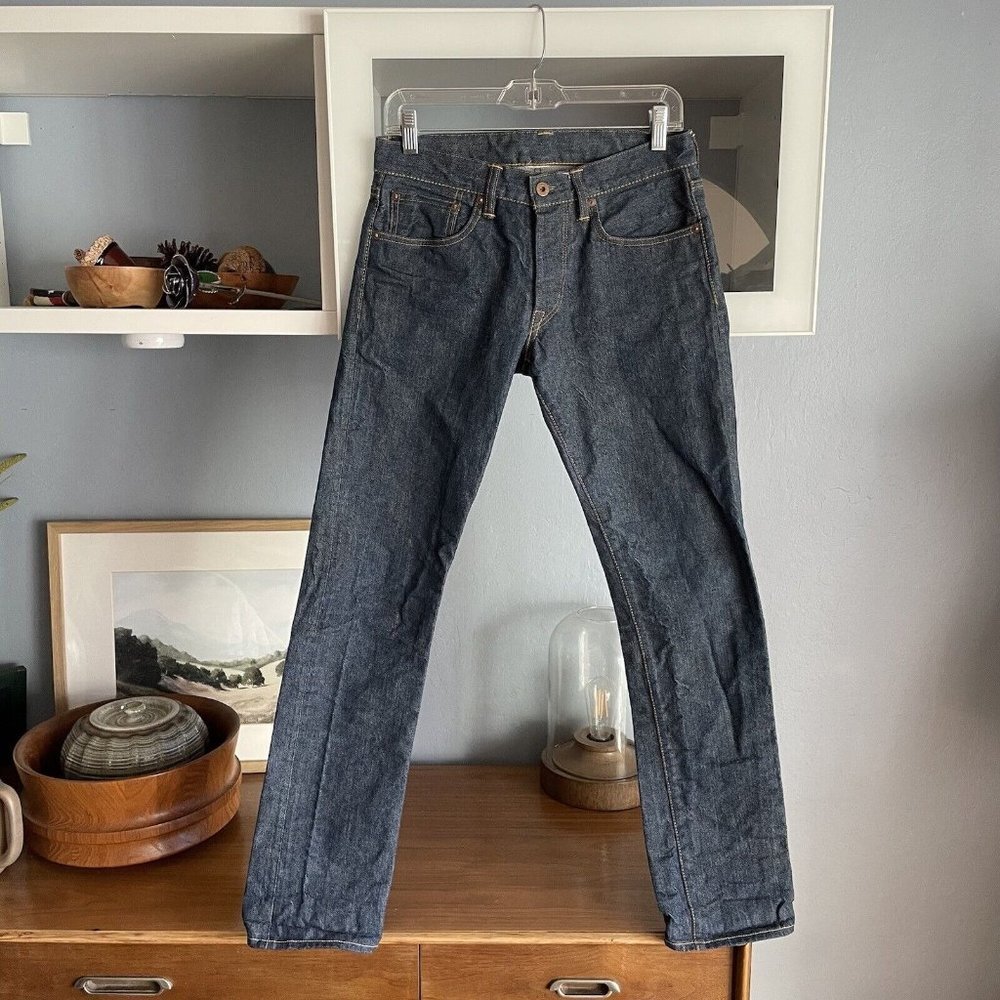 NSF Japanese Selvedge Denim Jeans Straight  Blue Button Fly Men’s Size 29 X 31